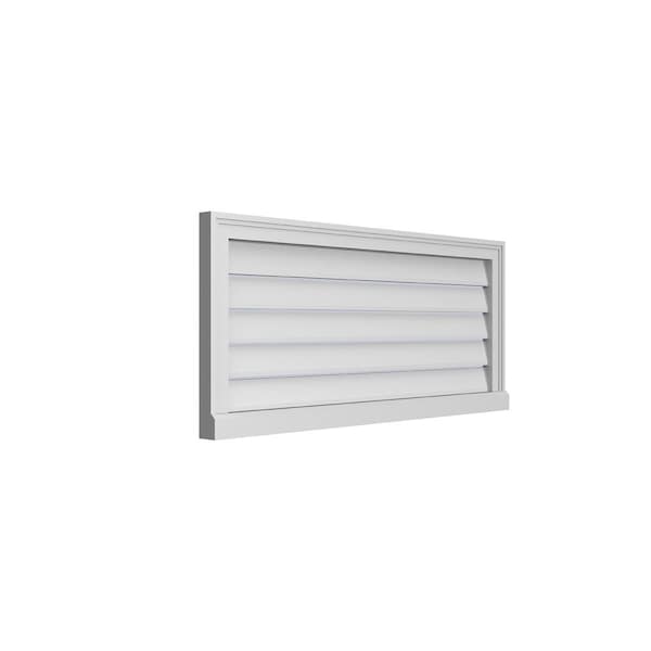 Vertical Surface Mount PVC Gable Vent: Functional, W/ 2W X 2P Brickmould Sill Frame, 40W X 18H